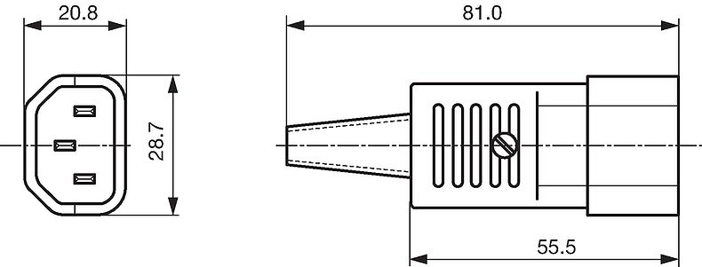 Schurter 4732 C14 IEC drawing